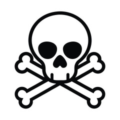 Simple Skull And Crossbones Round Skull And Bones Outline Vector Illustration