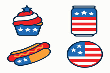 Patriotic fourth of july food and drink icons