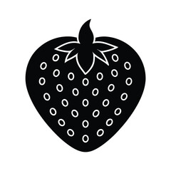 Simple Strawberry Heart Shape With Seeds Outline Vector Illustration