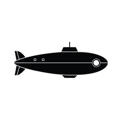 Simple Submarine Oval With Periscope Outline Vector Illustration