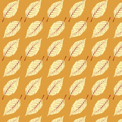 Autumn Leaves Seamless Pattern. Botanical Autumn Foliage. Fall Leaves Background