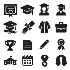 Vector Degree Icons – Academic Symbols, Certificate, Student Avatar, Graduation Gown, Career Items