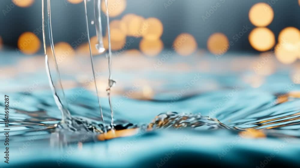 Poster dynamic water splash with bokeh light background