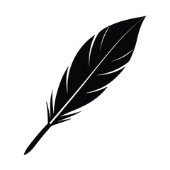 Obraz premium Single Feather Central Shaft And Barbs Outline Vector Illustration
