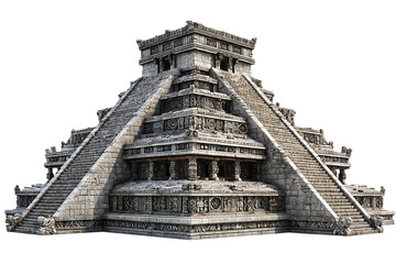 Ancient mayan pyramid temple isolated on transparent background
