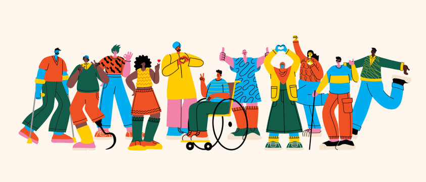 The diverse group of people, entrepreneurs, or office workers isolated on white background. Multinational company. Old and young men and women standing together. Flat cartoon vector illustration.