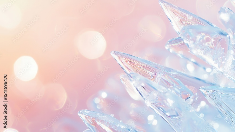 Poster macro photograph of ice crystal structure with bokeh effect, creating a beautiful and elegant design