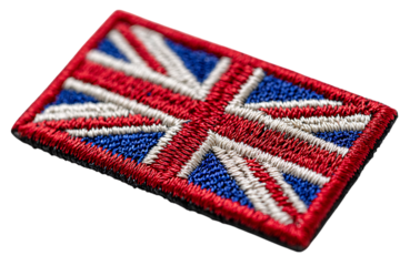 Embroidered union jack patch isolated on transparent background