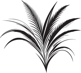 Elegant Foliage in Silhouette: This captivating silhouette art piece, meticulously crafted, showcases a dynamic arrangement of gracefully arching leaves.