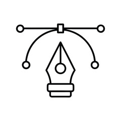 Pen Tool Arrow Icon Line Art Vector Illustration on White Background.