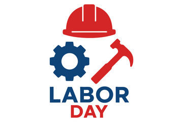 Labor day design with helmet gear and hammer