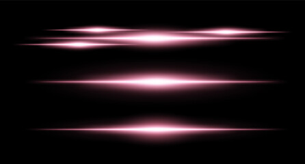 Horizontal red flare beams in stacked layout on dark background with smooth gradients and glow effect. Sci-fi or HUD visual element.