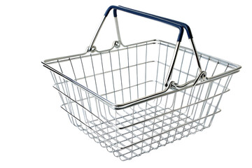 Chrome Shopping Basket, Metal Wire, Empty Container
