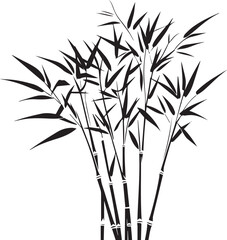Obraz premium Tranquil Bamboo Silhouette: A minimalist and artistic representation of bamboo stalks and leaves, creating a sense of serenity and balance with the contrast of the black and white design.