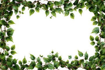 Green vine leaf frame isolated on transparent background
