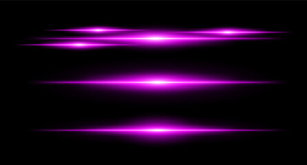 Horizontal purple flare beams in stacked layout on dark background with smooth gradients and glow effect. Sci-fi or HUD visual element.