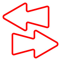 Opposite arrow icon. Two solid arrows pointing left and right, symbolizing data exchange, transfer, synchronization, or bidirectional flow.
