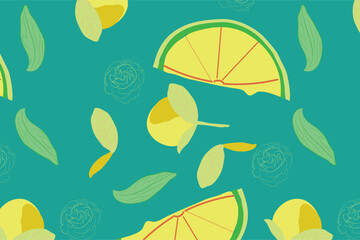 Citrus Juicy Fresh Cool  Colorful And Bright  Charm Summer Fruit  Seamless Pattern For Packaging , Branding, Fabric ,Stationary 