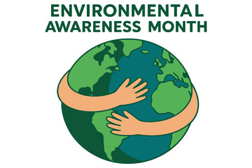 Environmental awareness month hands hugging earth globe