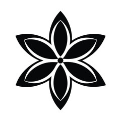 Five Petal Flower Outline Thick Lines Vector Illustration