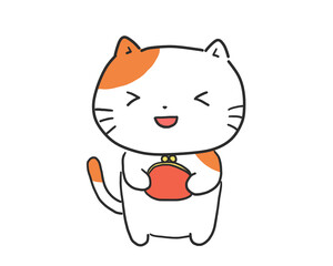 Lucky cat holding a coin purse