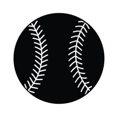 Baseball Round With Stitching Outline Vector Illustration