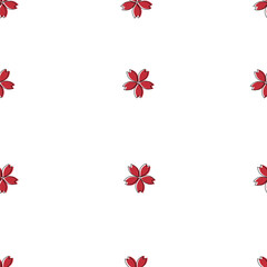 Obraz premium seamless pattern of red flowers on a white background. Vector template for postcard, fabric, textile, wallpaper, paper, packaging.