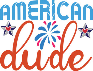 American dude design with stars and fireworks isolated on transparent background