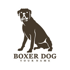 Boxer Dog logo design vector. Template Illustration. Icon Symbol