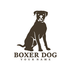 Boxer Dog logo design vector. Template Illustration. Icon Symbol