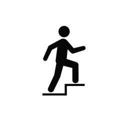 Black Silhouette Vector Person Climbing Stairs Icon