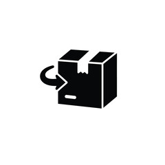 Black Silhouette Vector Return Box Icon White Background