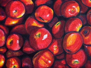 hand painting apples background on holiday season vibes. high resolution illustration for design with a whimsical and enchanting healthy theme