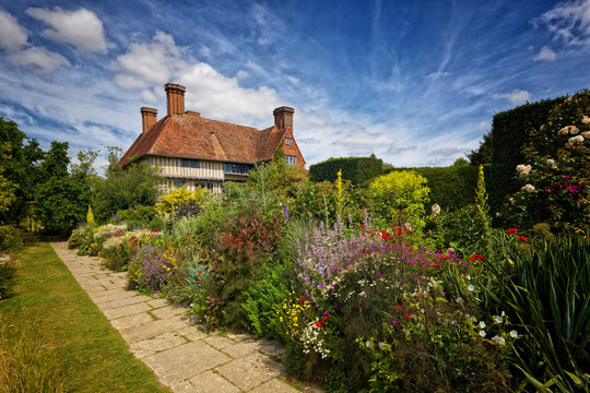 Summer display in The Long Border at Great Dixter in Northiam near Rye East Sussex UK