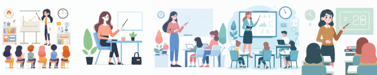 female character vector teaching in class