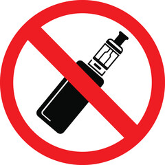 No vaping allowed sign with red prohibition symbol over electronic cigarette