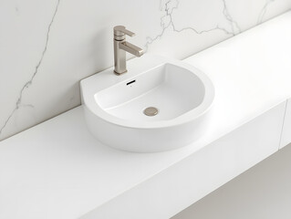 Fototapeta premium Modern bathroom interior detail, modern apartment washbasin bathroom concept scene illustration