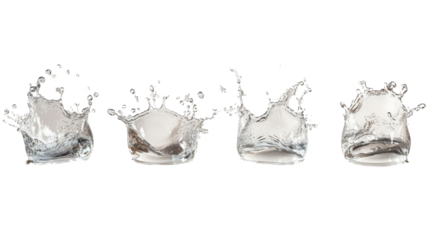 Fresh Water Splashing and Flowing Isolated on White Background

