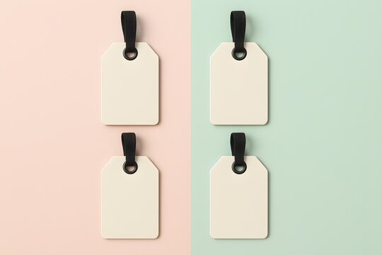 Minimalist Luggage Tag Set on Pastel Split Background