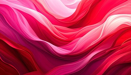 Obraz premium A dynamic digital painting captures the fluid movement of red and pink hues in swirling wave forms.