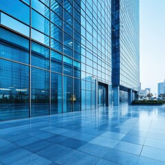 Modern Glass Skyscraper Exterior with Reflective Facade