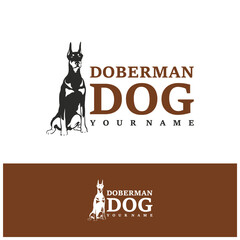 Doberman Dog logo design vector. Template Illustration. Icon Symbol