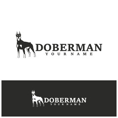 Doberman Dog logo design vector. Template Illustration. Icon Symbol
