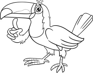 funny cartoon toucan bird wild animal character coloring page