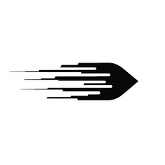 Black Silhouette Vector Arc Motion Icon White Background