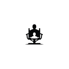 Fototapeta premium Black Silhouette Umpire Chair Player Icon White Background Vector