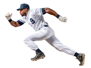Baseball Player in Action: Dynamic baseball player in full stride, captured mid-action, exuding energy and determination as he sprints across the field, a true embodiment of athletic prowess.