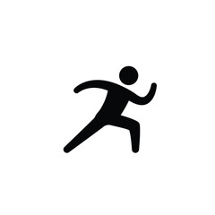 Black Silhouette Running Person Vector Icon White Background