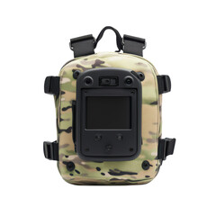 Tactical body camera with camouflage pattern, designed for military use, showcasing durability