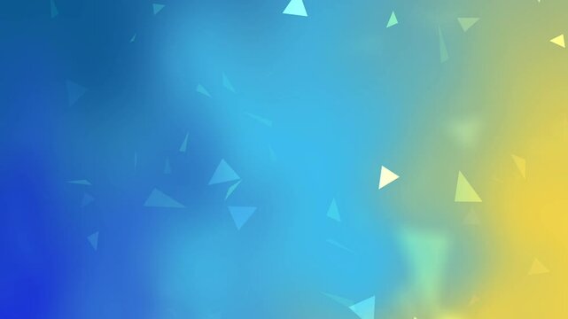 Sfondo astratto con sfumature di blu, giallo e triangoli luminosi
